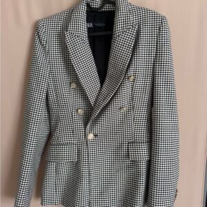 Zara Monochrome Houndstooth Jacket